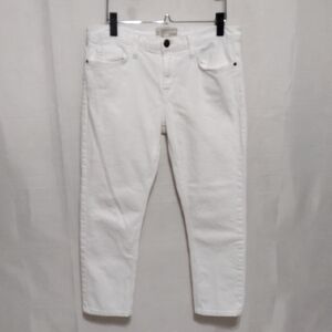 Current/Elliott Cropped White Denim Jeans Straight Leg 28 Modern Chic Streetwear